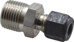 Parker - 1/4" OD, Stainless Steel Male Connector - 11/16" Hex, Comp x MNPT Ends - Americas Industrial Supply