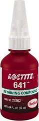 Loctite - 10 mL, Yellow, Low Strength Liquid Retaining Compound - Series 641, 24 hr Full Cure Time - Americas Industrial Supply