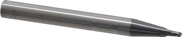 RobbJack - 3/32" Diam, 3/32" LOC, 2 Flute Solid Carbide Ball End Mill - AlTiN Finish, Single End, 2-1/2" OAL, 1/4" Shank Diam, Spiral Flute - Americas Industrial Supply