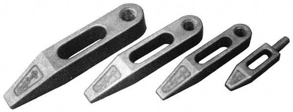 Mitee-Bite - 3/4-10 Stud, Stainless Steel, Plain Strap Clamp - 1-1/2" Travel, 7" OAL x 1.4" Wide x 1-1/16" High, Tapered Nose - Americas Industrial Supply
