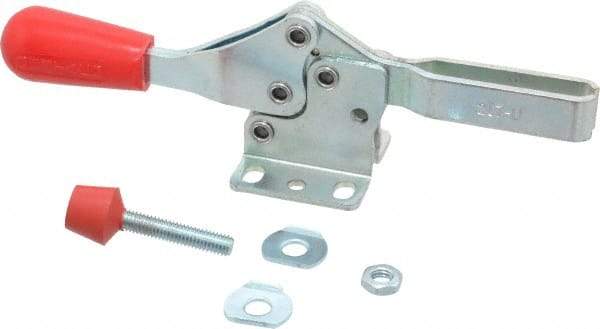 De-Sta-Co - 200 Lb Holding Capacity, Horizontal Handle, Manual Hold Down Toggle Clamp - 61° Handle Movement, 91° Bar Opening, U-Bar, Flanged Base, Electro-Plated Zinc, Carbon Steel - Americas Industrial Supply