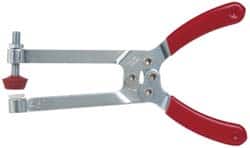 De-Sta-Co - 4448.22 N Load Capacity, 2.91" Throat Depth, 6.8" OAL, Carbon Steel, C Style Plier Clamp - 2.83" Max Jaw Capacity, M6x1 Spindle, 2.83" Open Throat Height, Red Handle, Spindle End - Americas Industrial Supply