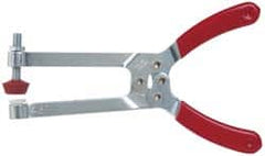 De-Sta-Co - 4448.22 N Load Capacity, 2.91" Throat Depth, 6.8" OAL, Carbon Steel, C Style Plier Clamp - 2.83" Max Jaw Capacity, M6x1 Spindle, 2.83" Open Throat Height, Red Handle, Spindle End - Americas Industrial Supply