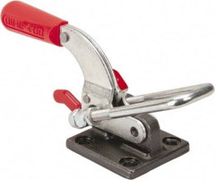 De-Sta-Co - 4,000 Lb Capacity, Horizontal, U Hook, Flanged Base, Carbon Steel Pull Action Latch Clamp - 3-1/2" Drawing Movement, 10.19" OAL, Threaded U Hook, Straight Handle - Americas Industrial Supply