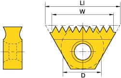 Kennametal - 14 TPI, Internal/External Thread, Whitworth Standard, STN KC610M Grade Thread Mill Insert - Carbide, TiN/TiCN/TiN Coating - Americas Industrial Supply