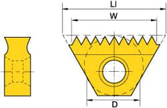 Kennametal - 14 TPI, Internal/External Thread, Whitworth Standard, STN KC610M Grade Thread Mill Insert - Carbide, TiN/TiCN/TiN Coating - Americas Industrial Supply