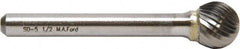 M.A. Ford - 5/16" Cut Diam, 1/4" Shank Diam, Ball Head Single Cut Burr - Carbide, Ball End, 9/32" LOC, 3-9/32" OAL - Americas Industrial Supply