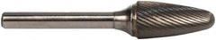 M.A. Ford - 5/8" Cut Diam, 1/4" Shank Diam, Tree with Radius Head Double Cut Burr - Carbide, Radius End, 1" LOC, 3" OAL - Americas Industrial Supply