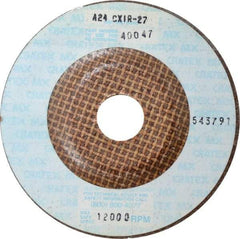 Cratex - 24 Grit, 4-1/2" Wheel Diam, 1/4" Wheel Thickness, 7/8" Arbor Hole, Type 27 Depressed Center Wheel - Aluminum Oxide, Compatible with Angle Grinder - Americas Industrial Supply