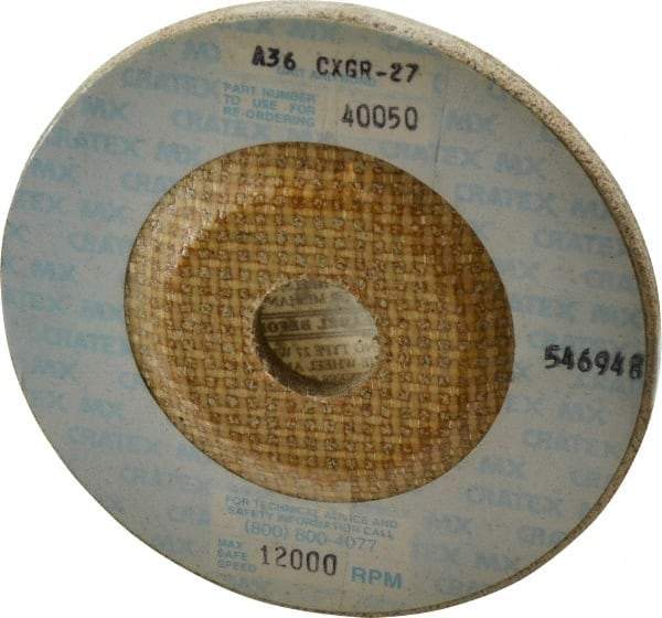 Cratex - 36 Grit, 4-1/2" Wheel Diam, 1/4" Wheel Thickness, 7/8" Arbor Hole, Type 27 Depressed Center Wheel - Aluminum Oxide, Compatible with Angle Grinder - Americas Industrial Supply