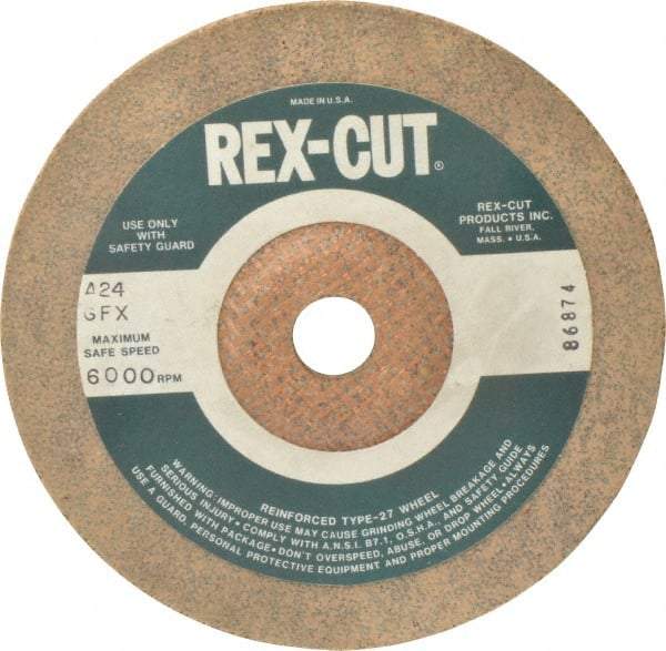Cratex - 24 Grit, 7" Wheel Diam, 3/16" Wheel Thickness, 7/8" Arbor Hole, Type 27 Depressed Center Wheel - Aluminum Oxide, Compatible with Angle Grinder - Americas Industrial Supply