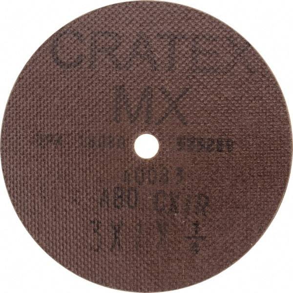 Cratex - 3" Diam 1/4" Hole 80 Grit Fiber Disc - Medium Grade, Aluminum Oxide - Americas Industrial Supply