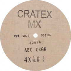 Cratex - 4" Diam 1/4" Hole 80 Grit Fiber Disc - Medium Grade, Aluminum Oxide - Americas Industrial Supply