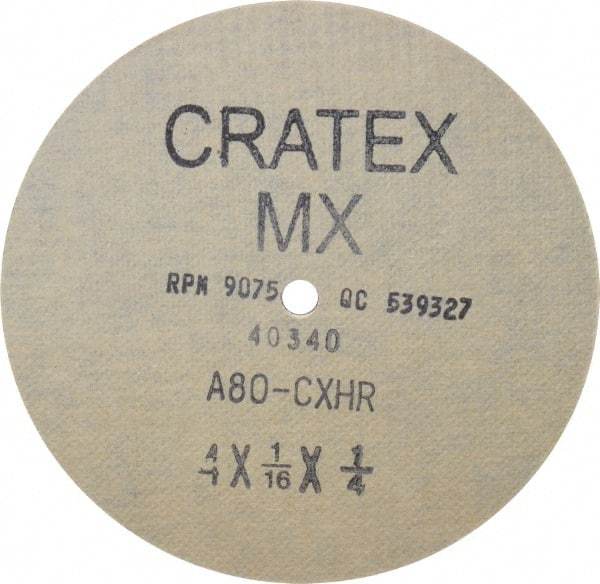 Cratex - 4" Diam 1/4" Hole 80 Grit Fiber Disc - Medium Grade, Aluminum Oxide - Americas Industrial Supply