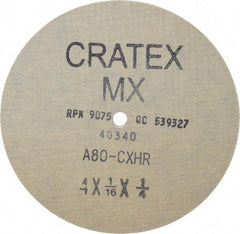 Cratex - 4" Diam 1/4" Hole 80 Grit Fiber Disc - Medium Grade, Aluminum Oxide - Americas Industrial Supply