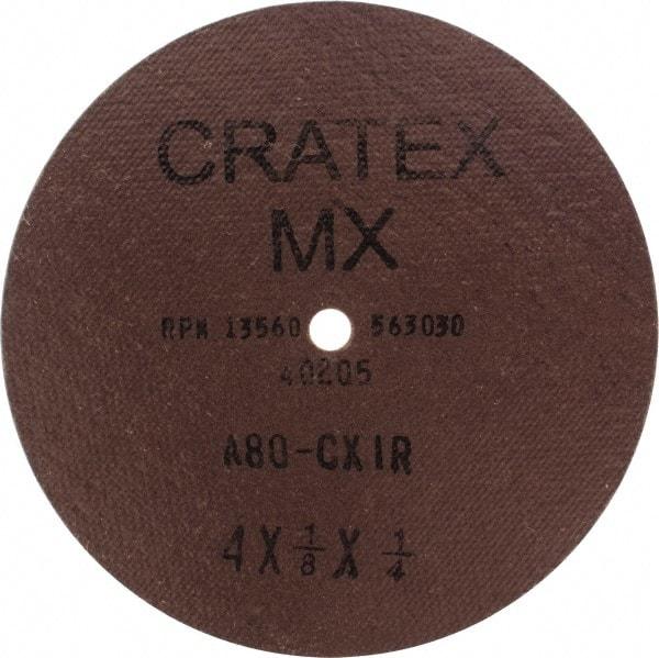 Cratex - 4" Diam 1/4" Hole 80 Grit Fiber Disc - Medium Grade, Aluminum Oxide - Americas Industrial Supply