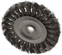 Weiler - 4" OD, 1/2" Arbor Hole, Knotted Steel Wheel Brush - 1/2" Face Width, 7/8" Trim Length, 0.0118" Filament Diam, 20,000 RPM - Americas Industrial Supply