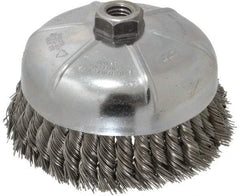 Weiler - 6" Diam, 5/8-11 Threaded Arbor, Steel Fill Cup Brush - 0.023 Wire Diam, 1-3/8" Trim Length, 6,600 Max RPM - Americas Industrial Supply