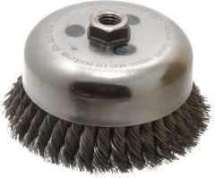 Weiler - 6" Diam, 5/8-11 Threaded Arbor, Steel Fill Cup Brush - 0.023 Wire Diam, 1-3/8" Trim Length, 6,600 Max RPM - Americas Industrial Supply