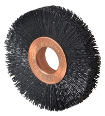 Weiler - 2" OD, 1/2" Arbor Hole, Crimped Nylon Wheel Brush - 3/8" Face Width, 1/2" Trim Length, 0.014" Filament Diam, 20,000 RPM - Americas Industrial Supply