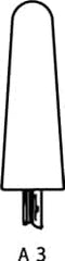 Cratex - 1" Head Diam x 2-3/4" Thickness, A3, Tree End, Aluminum Oxide Mounted Point - Medium Grade, 80 Grit, 10,730 RPM - Americas Industrial Supply