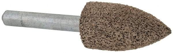 Cratex - 11/16" Head Diam x 1-1/4" Thickness, A12, Pointed Tree End, Aluminum Oxide Mounted Point - Very Coarse Grade, 36 Grit, 27,370 RPM - Americas Industrial Supply