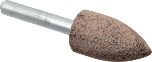 Cratex - 11/16" Head Diam x 1-1/4" Thickness, A12, Pointed Tree End, Aluminum Oxide Mounted Point - Very Coarse Grade, 36 Grit, 27,370 RPM - Americas Industrial Supply