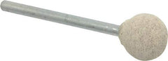 Cratex - 1/2" Head Diam x 1/2" Thickness, B121, Ball End, Aluminum Oxide Mounted Point - Medium Grade, 80 Grit, 21,000 RPM - Americas Industrial Supply