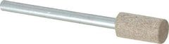 Cratex - 1/4" Head Diam x 1/2" Thickness, W163, Cylinder End, Aluminum Oxide Mounted Point - Medium Grade, 80 Grit, 26,250 RPM - Americas Industrial Supply