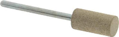 Cratex - 3/8" Head Diam x 3/4" Thickness, W177, Cylinder End, Aluminum Oxide Mounted Point - Medium Grade, 80 Grit, 17,620 RPM - Americas Industrial Supply