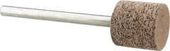 Cratex - 1/2" Head Diam x 1/2" Thickness, W185, Cylinder End, Aluminum Oxide Mounted Point - Very Coarse Grade, 36 Grit, 16,870 RPM - Americas Industrial Supply