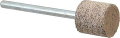 Cratex - 1/2" Head Diam x 1/2" Thickness, W185, Cylinder End, Aluminum Oxide Mounted Point - Very Coarse Grade, 36 Grit, 16,870 RPM - Americas Industrial Supply