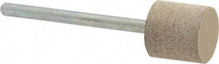 Cratex - 1/2" Head Diam x 1/2" Thickness, W185, Cylinder End, Aluminum Oxide Mounted Point - Medium Grade, 80 Grit, 16,870 RPM - Americas Industrial Supply