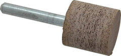 Cratex - 1" Head Diam x 1" Thickness, W220, Cylinder End, Aluminum Oxide Mounted Point - Very Coarse Grade, 36 Grit, 15,750 RPM - Americas Industrial Supply