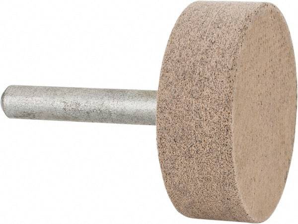Cratex - 1-1/2" Head Diam x 1/2" Thickness, W236, Cylinder End, Aluminum Oxide Mounted Point - Medium Grade, 80 Grit, 21,750 RPM - Americas Industrial Supply