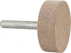 Cratex - 1-1/2" Head Diam x 1/2" Thickness, W236, Cylinder End, Aluminum Oxide Mounted Point - Medium Grade, 80 Grit, 21,750 RPM - Americas Industrial Supply