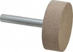 Cratex - 1-1/2" Head Diam x 1/2" Thickness, W236, Cylinder End, Aluminum Oxide Mounted Point - Medium Grade, 80 Grit, 21,750 RPM - Americas Industrial Supply