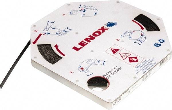 Lenox - 3/8" x 100' x 0.025" Carbon Steel Band Saw Blade Coil Stock - 6 TPI, Toothed Edge, Hook Form, Raker Set, Flexible Back, Constant Pitch, Contour Cutting - Americas Industrial Supply