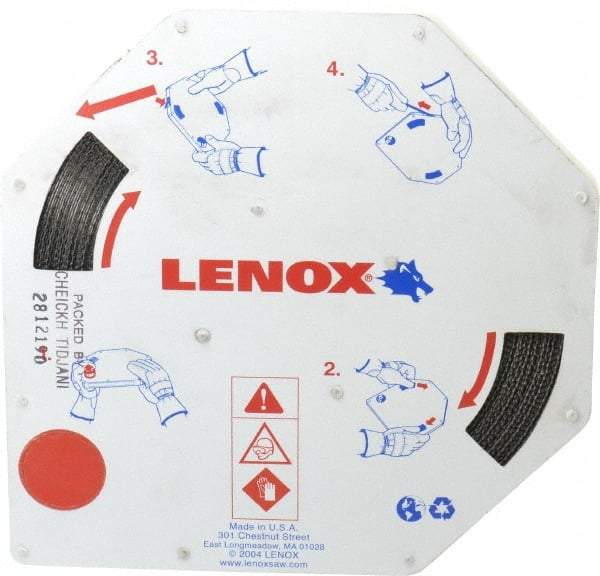 Lenox - 1/2" x 100' x 0.025" Bi-Metal Band Saw Blade Coil Stock - 8 to 12 TPI, Toothed Edge, Modified Raker Set, Flexible Back, Variable Pitch, Contour Cutting - Americas Industrial Supply