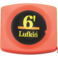 Lufkin - 6' x 1/4" Yellow Steel Blade Tape Measure - 1/16" Graduation, Inch Graduation Style, Black Vinyl Clad Steel Case - Americas Industrial Supply