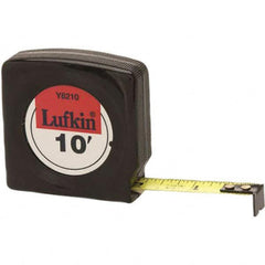 Lufkin - 10' x 1/2" Yellow Steel Blade Tape Measure - 1/16 & 1/32" Graduation, Black Steel Case - Americas Industrial Supply