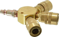 Value Collection - 1/4" Inlet, 1/4" Outlet Manifold - 4-1/2" Long x 0.88" Wide x 4-5/8" High, 1 Inlet Port, 3 Outlet Ports - Americas Industrial Supply
