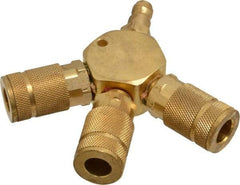 Value Collection - 1/4" Inlet, 1/4" Outlet Manifold - 4-1/2" Long x 0.88" Wide x 4-5/8" High, 1 Inlet Port, 3 Outlet Ports - Americas Industrial Supply