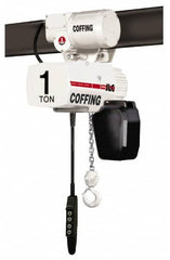 Coffing - 1/4 Ton Capacity, 32 FPM Lift Speed, 230/460 Volt, Hoist with Motorized Trolley - 0.5 Output hp, 10' Max Lift, 17-15/16" Min Headroom, 1 Chain - Americas Industrial Supply
