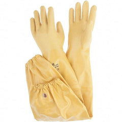 SHOWA - 12 mil Thick, Chemical Resistant Gloves - 26" GOLD MED 1/PR CHEM RESISTANT NITRL GLV - Americas Industrial Supply