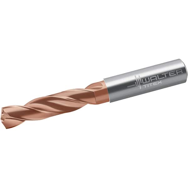 Walter-Titex - 13/32" 140° Spiral Flute Solid Carbide Screw Machine Drill Bit - AlCrN Finish, Right Hand Cut, 55mm Flute Length, 102mm OAL, X-treme Point, Straight Shank, Through Coolant - Americas Industrial Supply