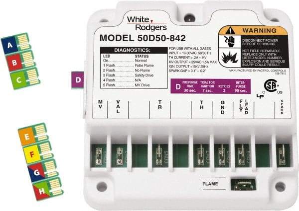 White-Rodgers - 24 VAC, 0.25 Amp, Universal Direct Spark Ignition Control - For Use with Gas Fired Nonintegrated, Forced Air Furnaces, Boilers & Cooking Appliances - Americas Industrial Supply