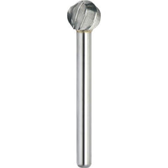 Made in USA - 6.3mm Cut Diam, 0.1181" Shank Diam, Ball Head Aluma Cut Burr - Carbide, 5mm LOC, 44mm OAL - Americas Industrial Supply