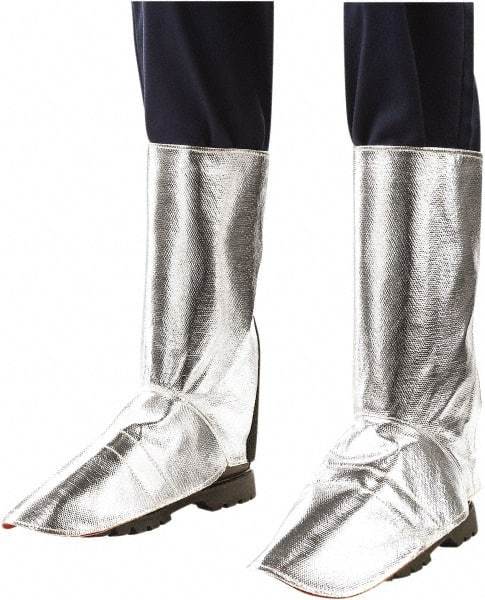Steiner - Men's 9 Aluminized Spats - 15" High, Plain Toe, Aluminized Kevlar Upper, Silver - Americas Industrial Supply