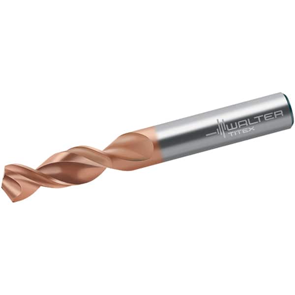 Walter-Titex - 7.5mm 130° Parabolic Flute Cobalt Screw Machine Drill Bit - AlCrN Finish, Right Hand Cut, 34mm Flute Length, 74mm OAL, Conical+U Point, Straight Shank - Americas Industrial Supply